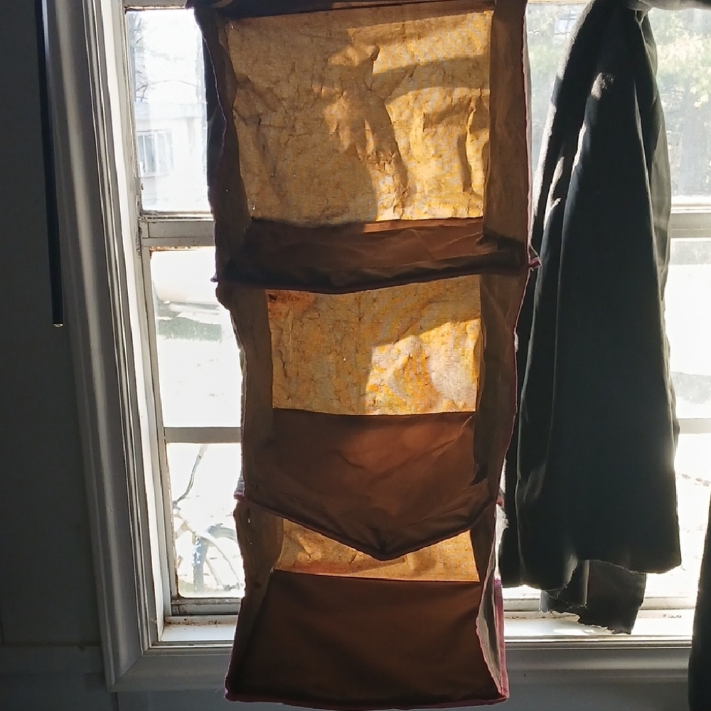Hanging Fabric Closet Organizer in Brown - 4-Tier Storage